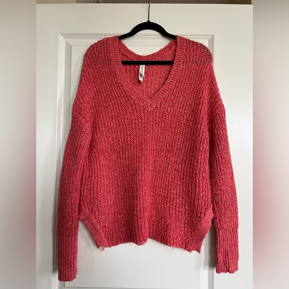 Aeropostale Knit V Neck Sweater Pink Sz Medium
